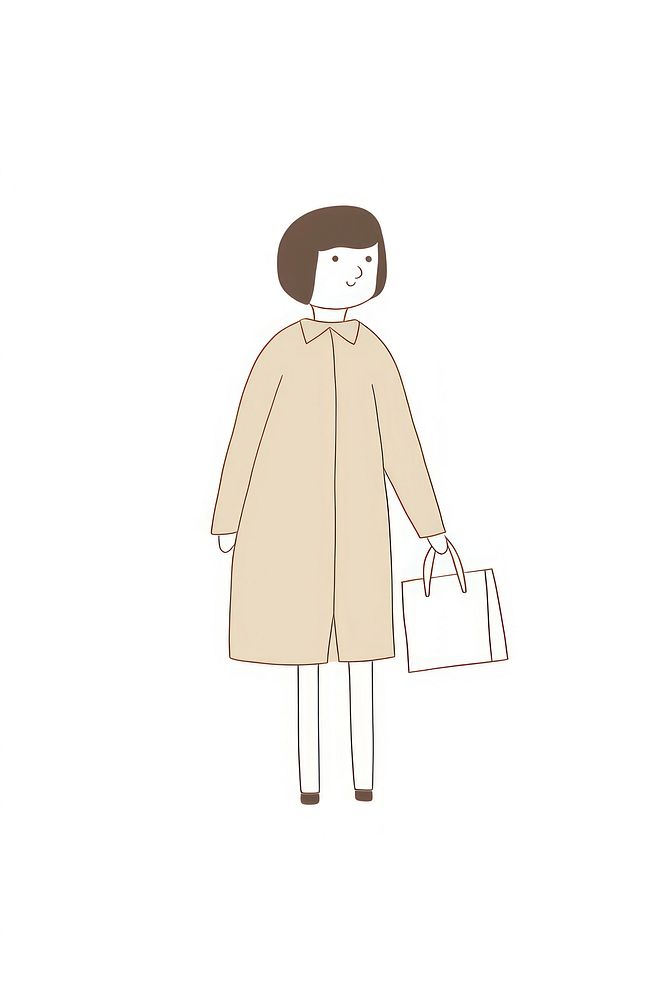 Doodle illustration of women bag cartoon coat.