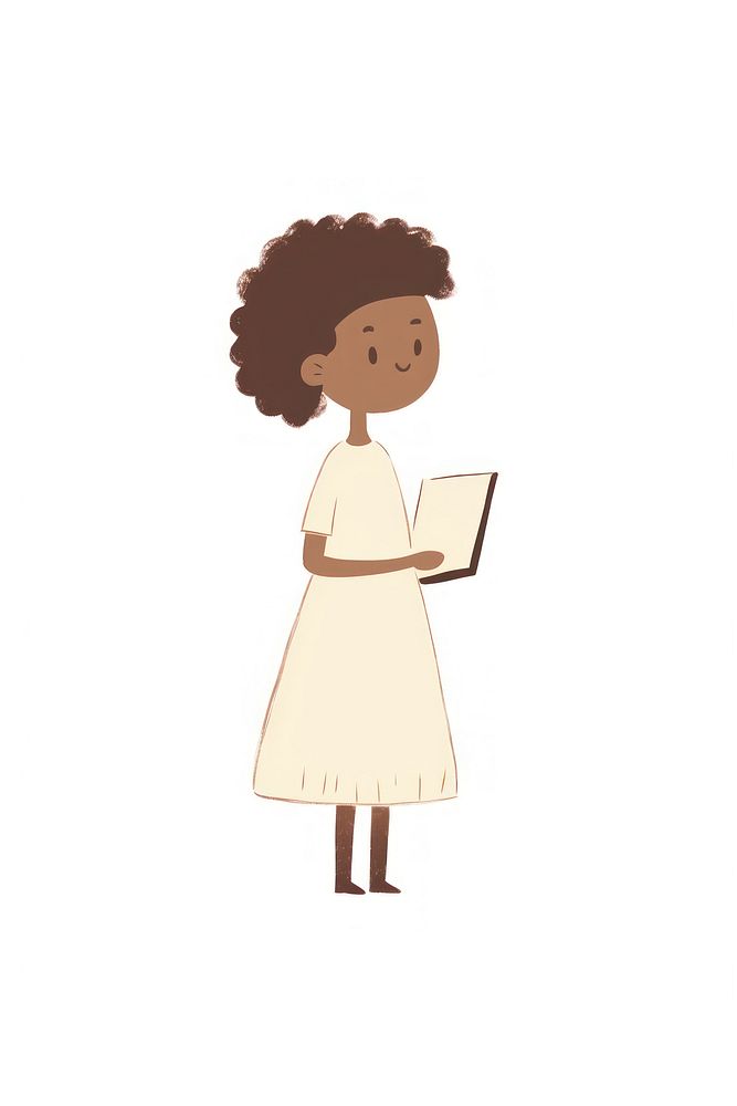 Doodle illustration of girl reading drawing cartoon.