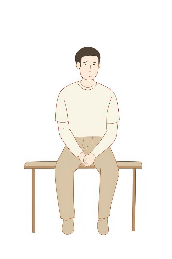Doodle illustration of men sitting furniture drawing.