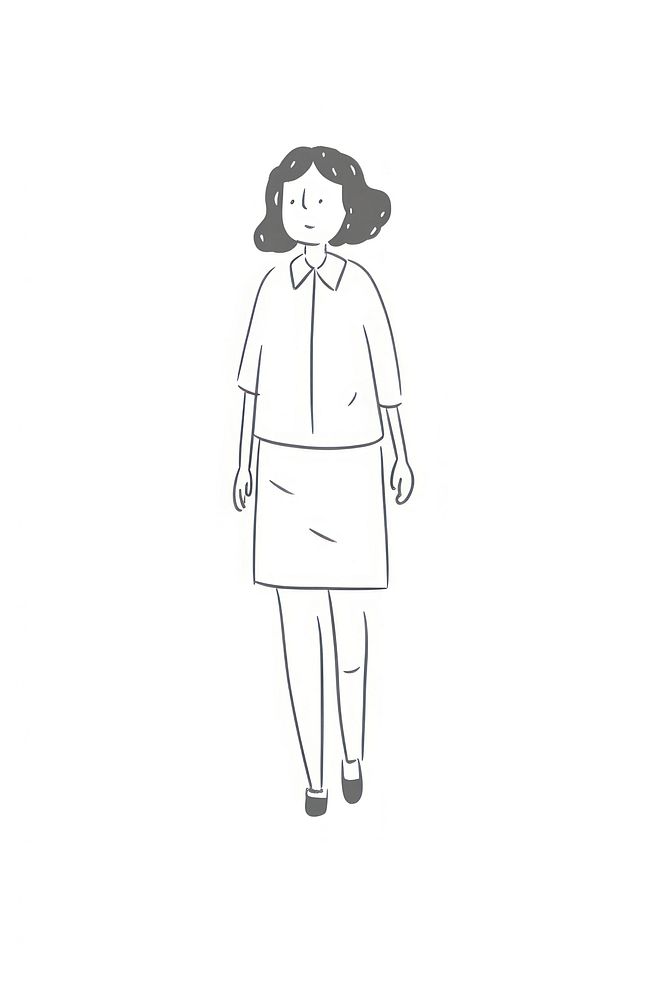 Doodle illustration of office worker cartoon drawing walking.