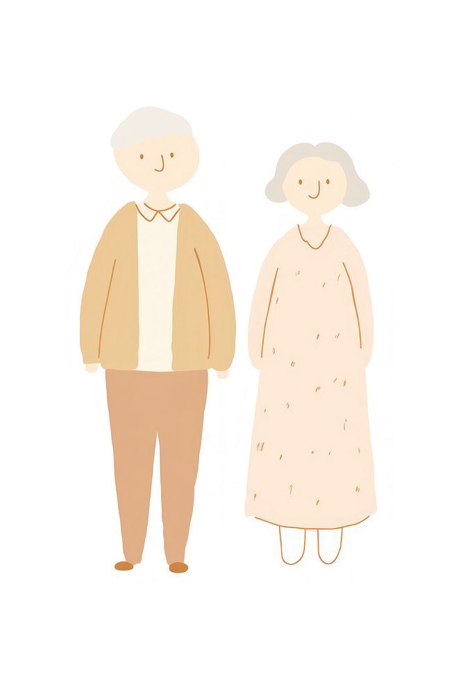 Old couple cartoon white background togetherness.