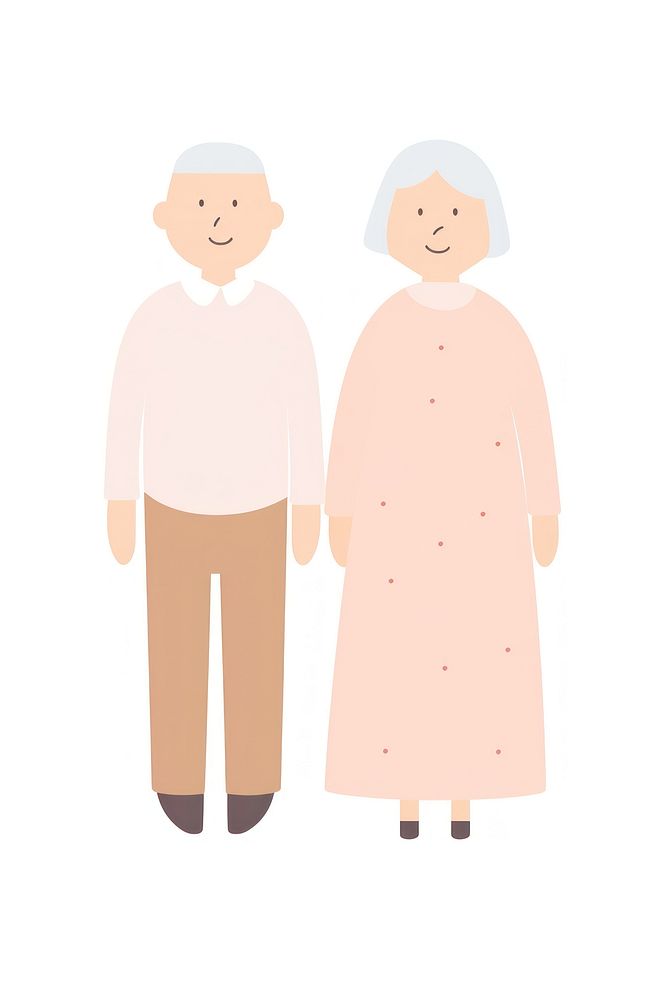 Old couple cartoon white background togetherness.