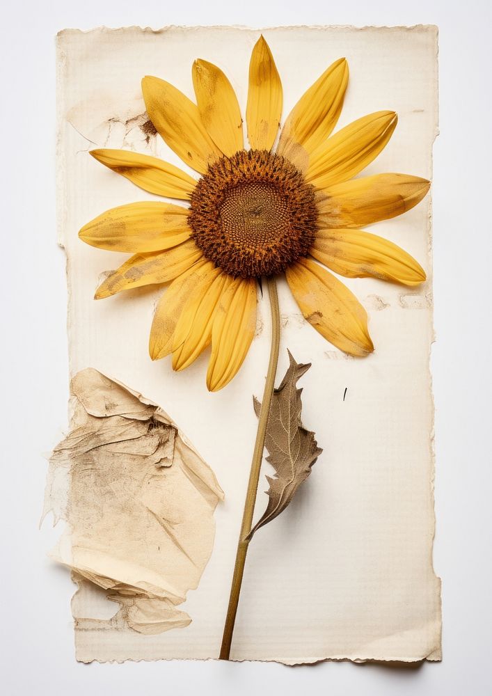 Real Pressed a sunflower petal plant paper.