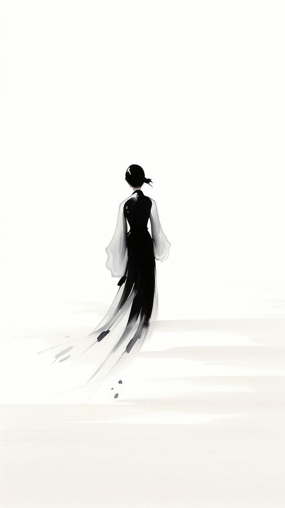 Cat silhouette fashion drawing.