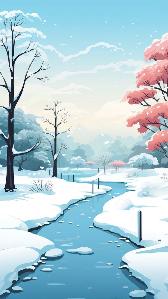  Japanese park landscape outdoors winter. AI generated Image by rawpixel.