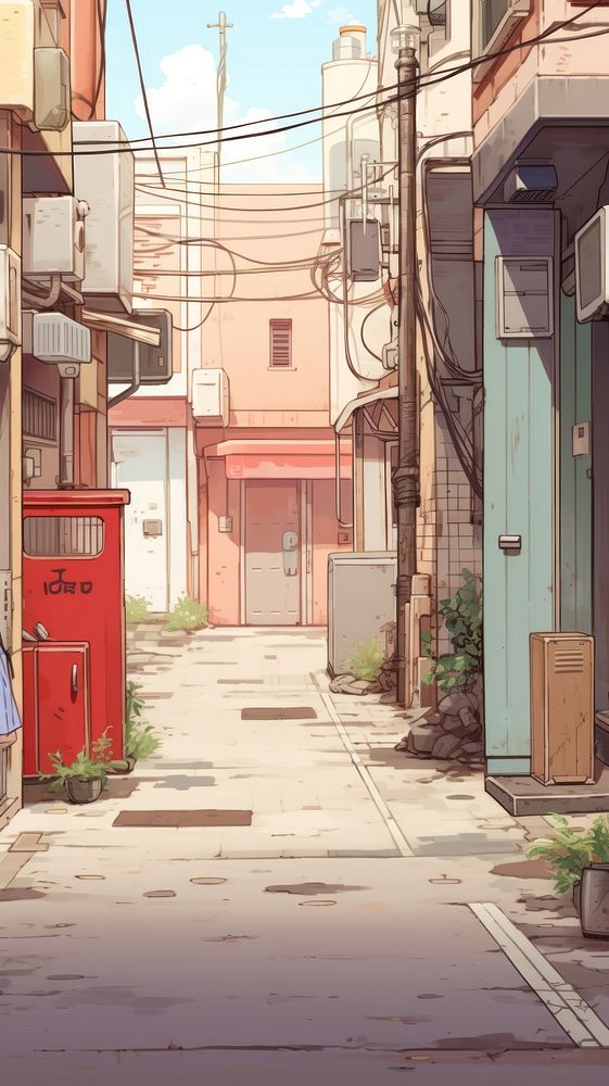  Small alleyway with buildings architecture street city. AI generated Image by rawpixel.