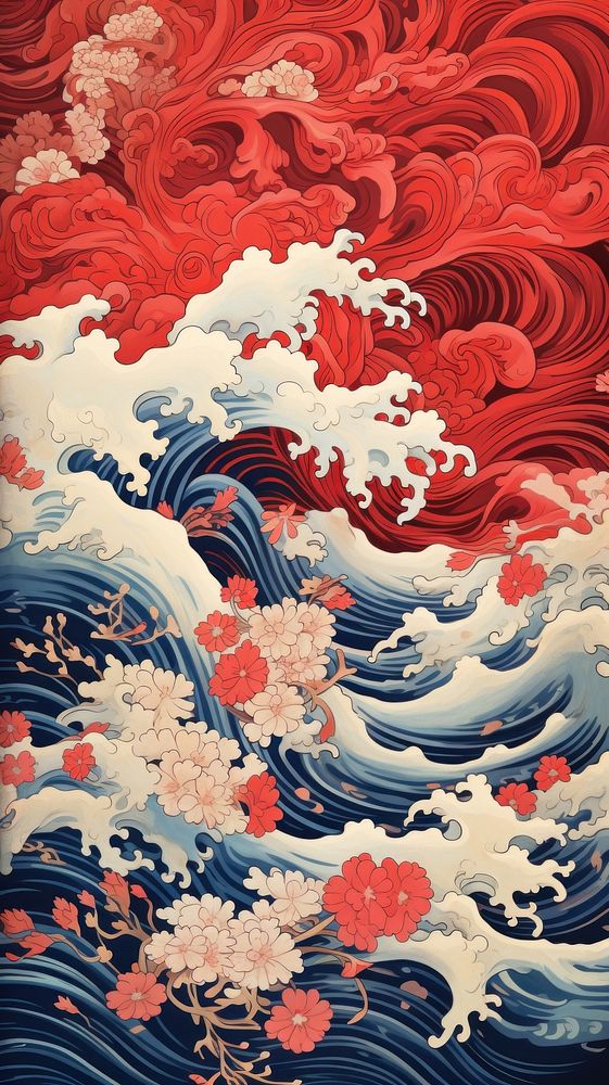  Japanese ancient pattern painting art backgrounds. AI generated Image by rawpixel.