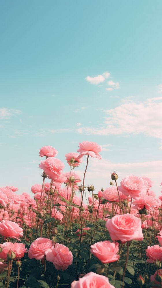  Green wallpaper rose sky outdoors. AI generated Image by rawpixel.
