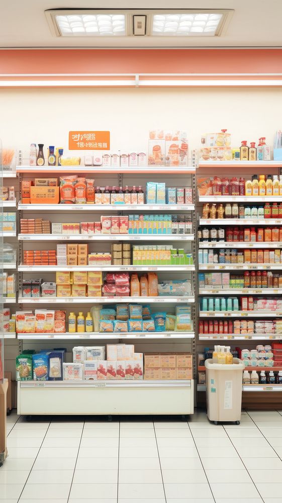  Japan supermarket architecture consumerism arrangement. AI generated Image by rawpixel.