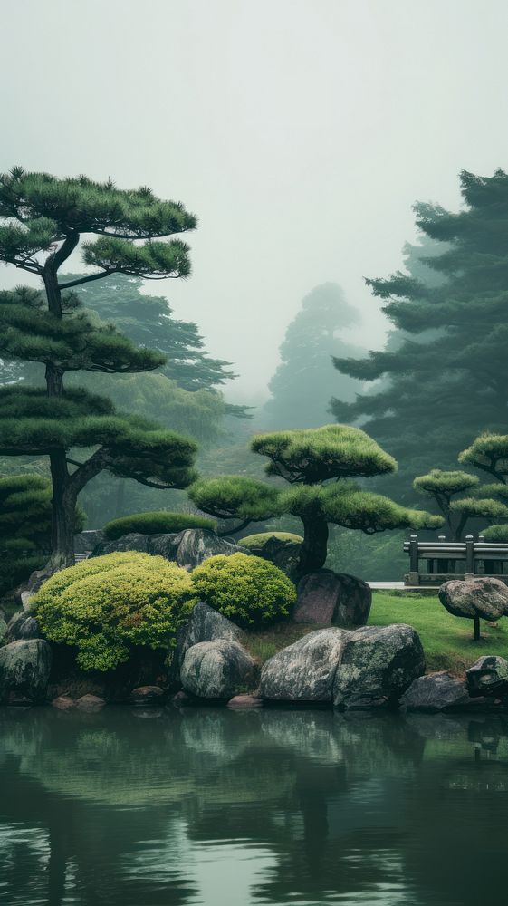  Japanese park landscape outdoors nature. AI generated Image by rawpixel.