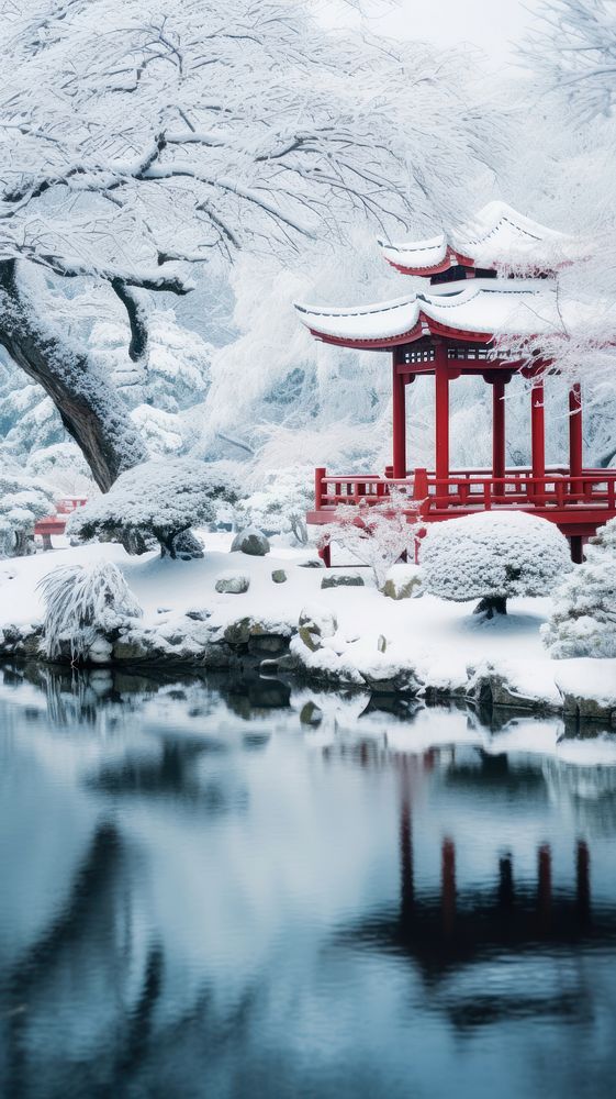  Japanese park outdoors winter nature. AI generated Image by rawpixel.