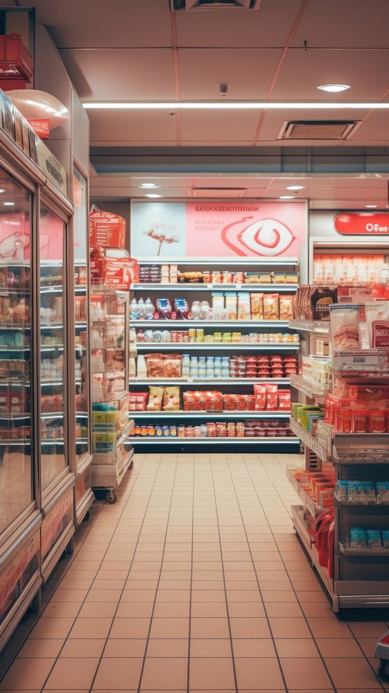  Japanese supermarket refrigerator architecture consumerism. AI generated Image by rawpixel.