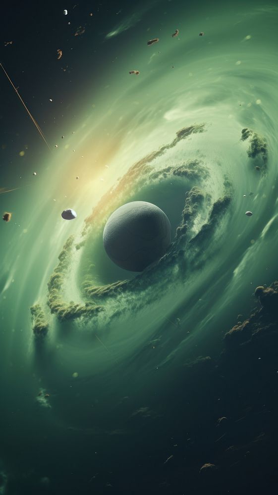  Green wallpaper space astronomy universe. AI generated Image by rawpixel.