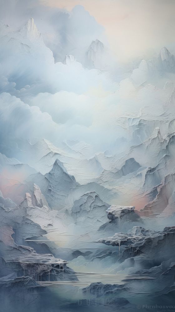 Painted landscape mountain painting glacier.