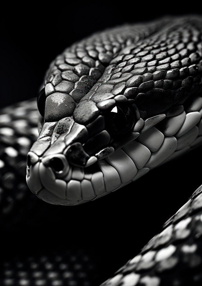 Aesthetic close-up Photography of snake black reptile animal.