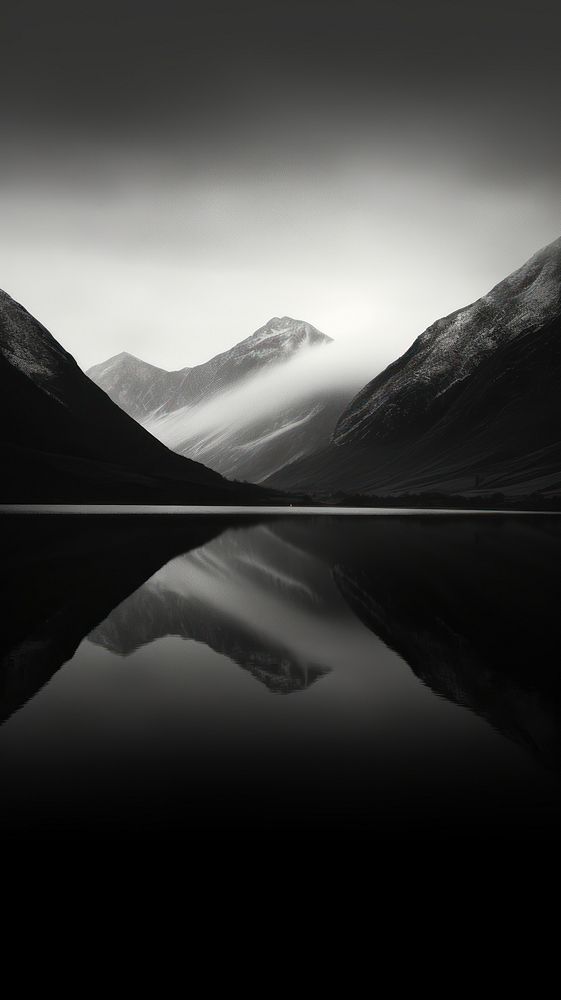 Photography of mountains with refection monochrome landscape nature.