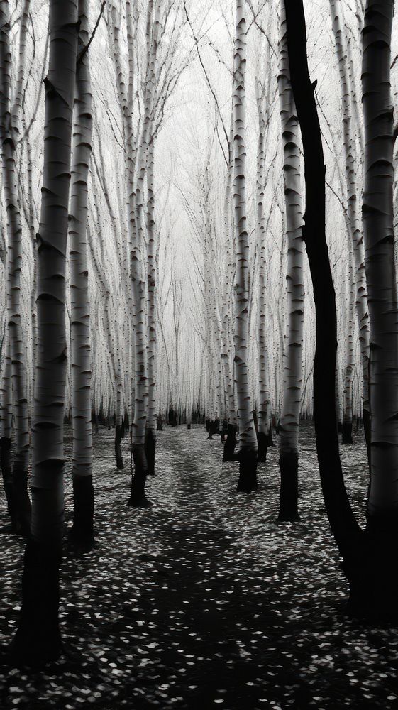 Photography of autumn forest monochrome landscape outdoors.