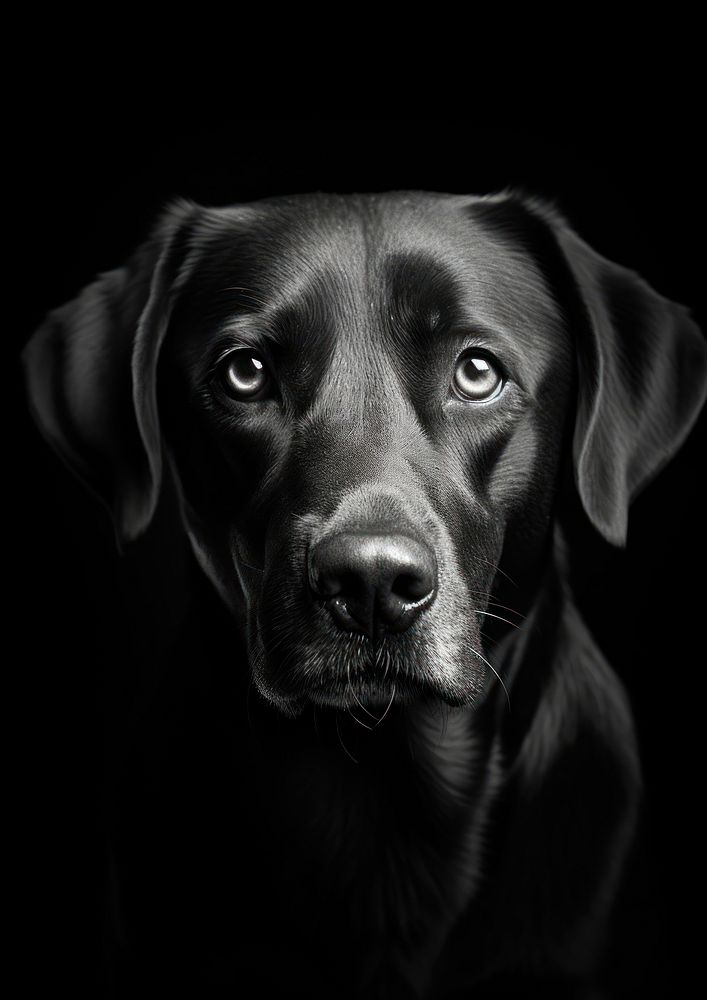 Photography of a dog black photography portrait.