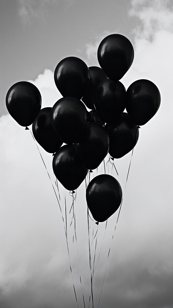 Photography of balloons on the sky monochrome black celebration.
