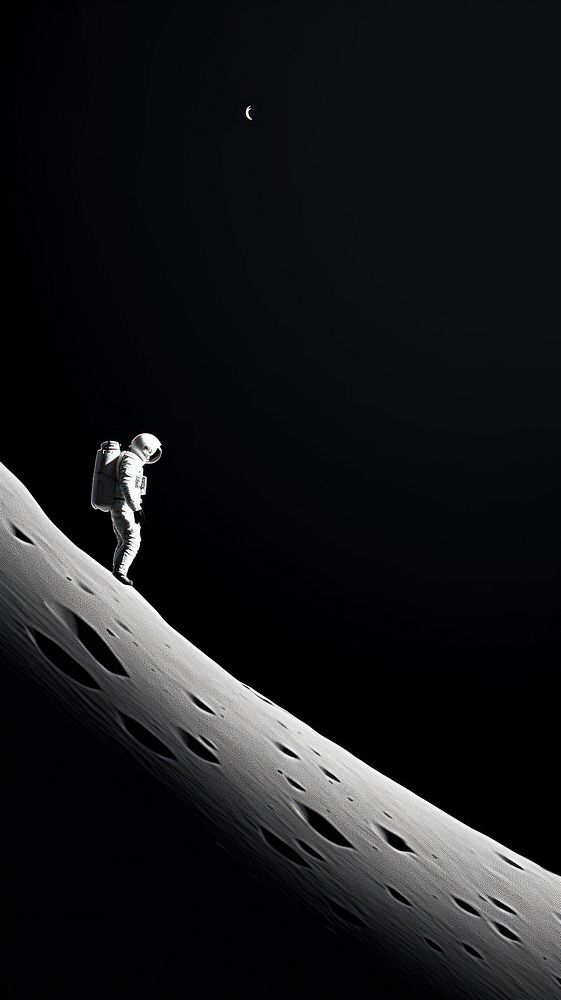 Photography of big moon and astronaut on the moon photography monochrome astronomy.