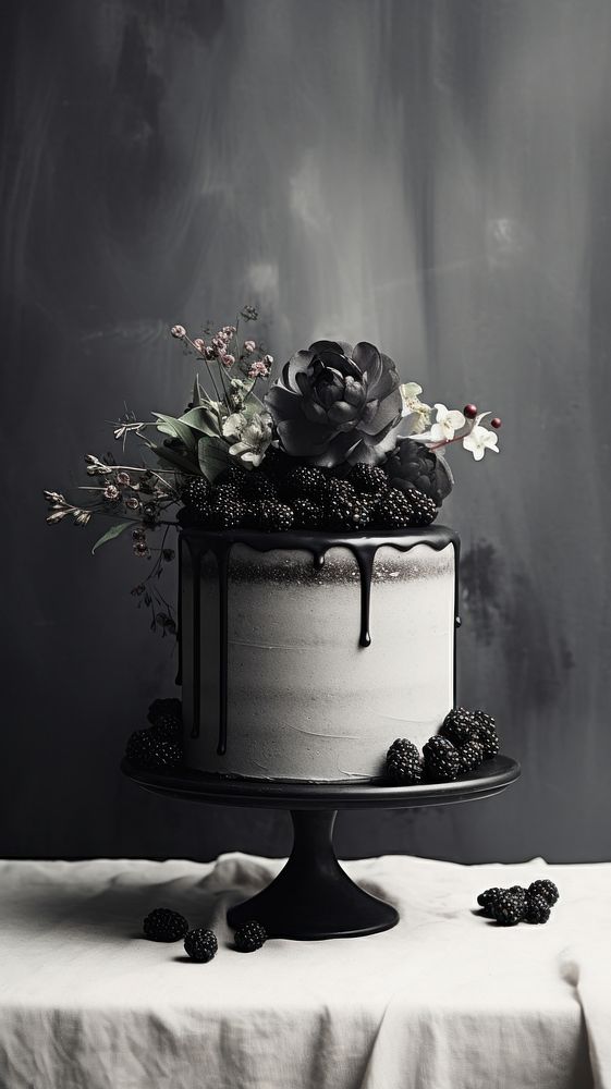 Photography of birthday cake flower monochrome dessert.
