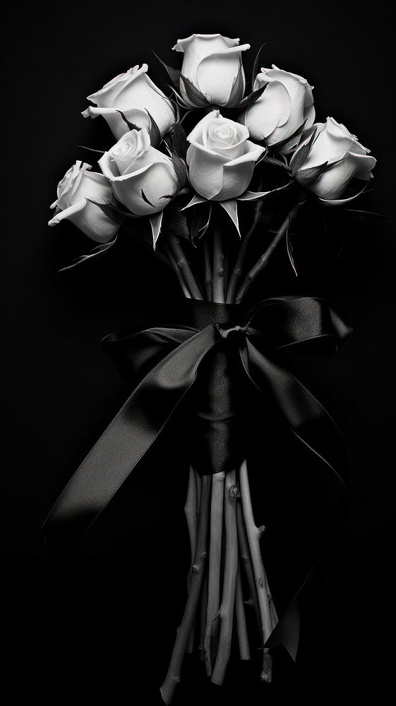 Photography of bouquet black monochrome flower.