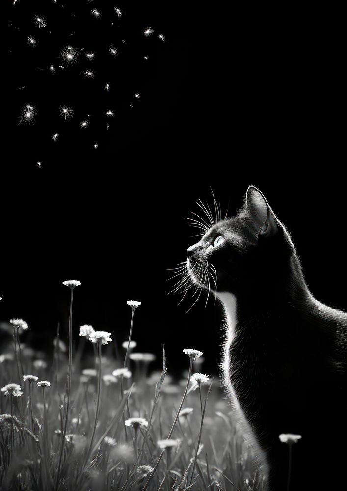 Photography of cat with fireflies outdoors animal mammal.
