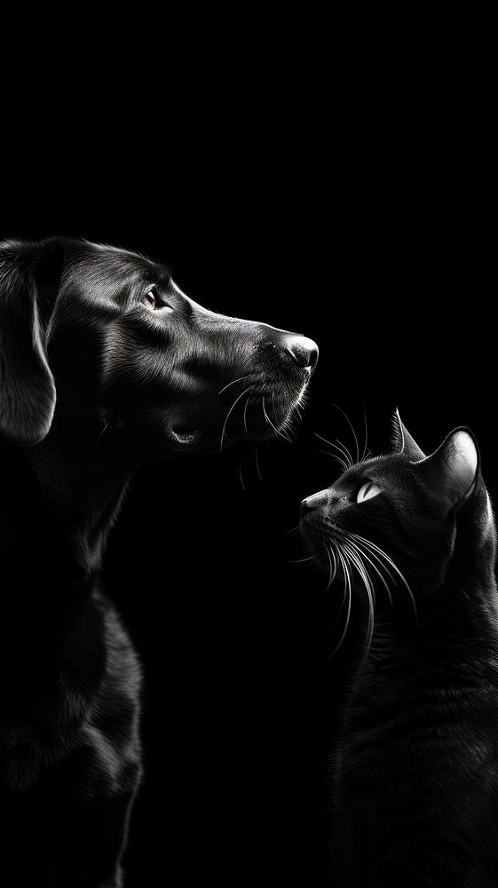 Photography of cat and dog monochrome animal mammal.