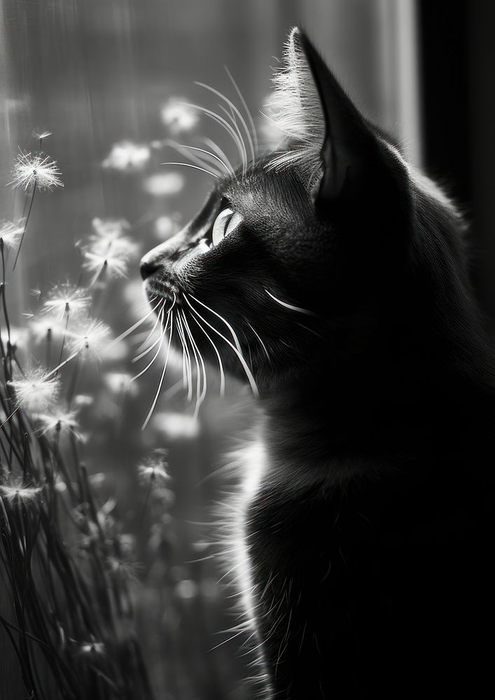 Photography of cat with blurry fireflies animal mammal flower.