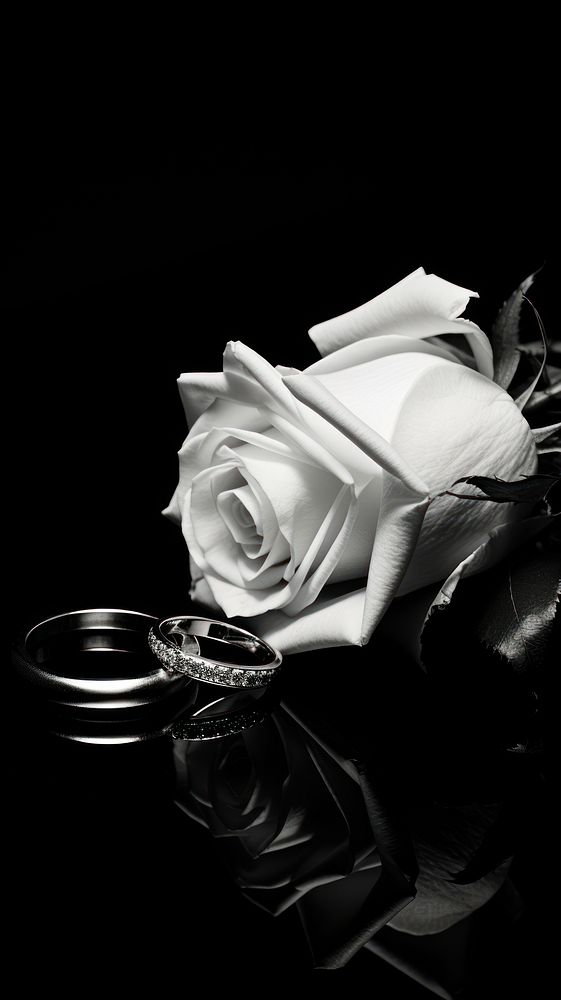 Photography of couple ring rose monochrome jewelry.