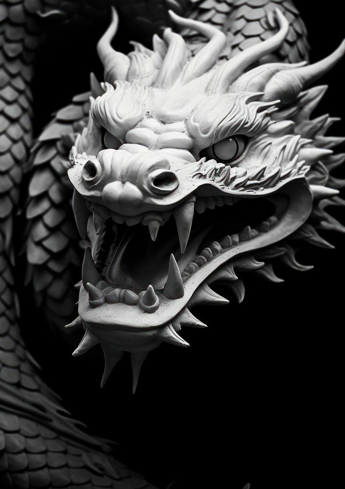 Photography of dragon black white representation.