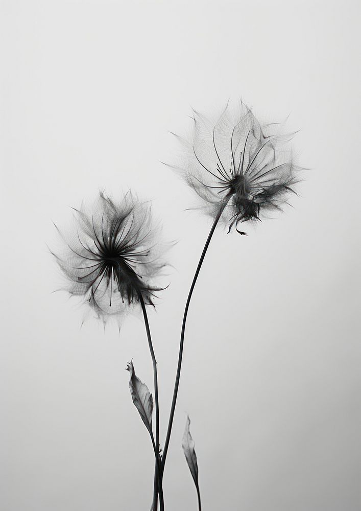 Photography of dried flowers dandelion plant white.