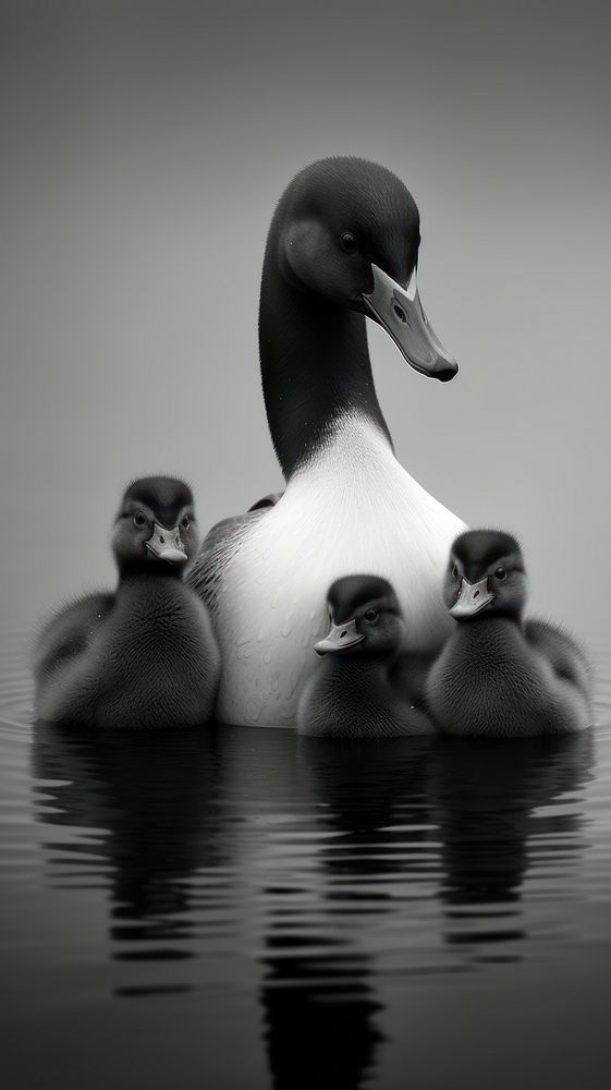 Photography of family penguins monochrome animal white.