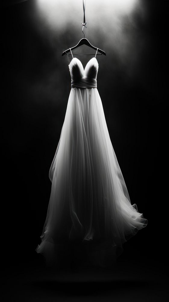 Wedding dress photography monochrome.