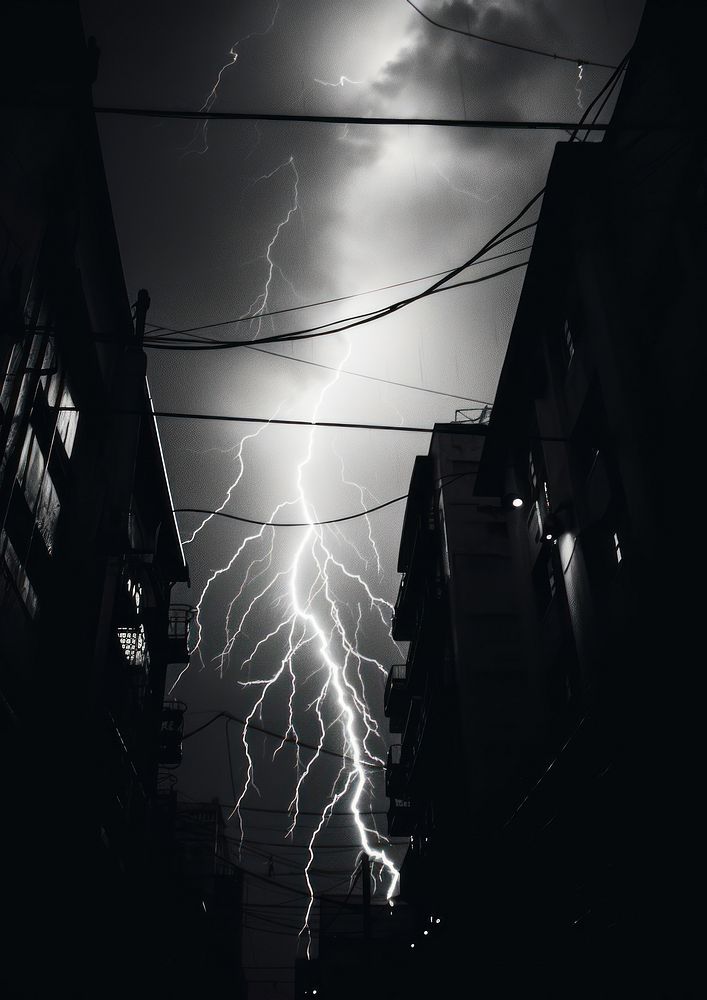 Photography of lightning thunderstorm outdoors black.