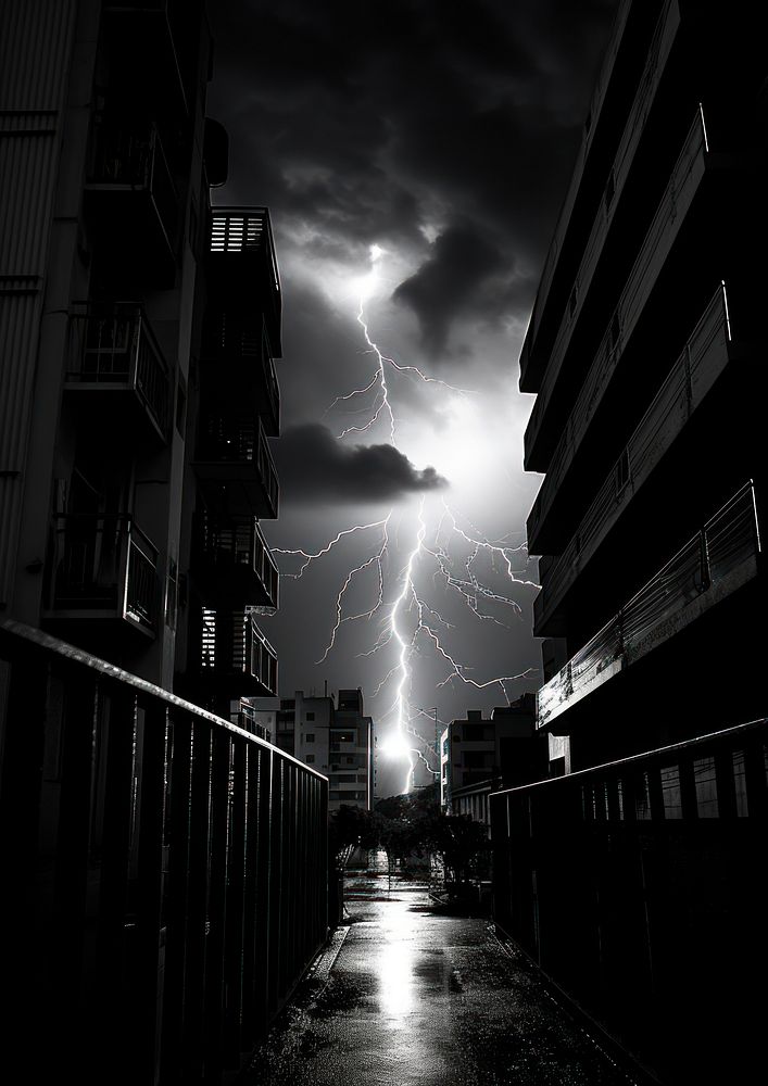 Photography of lightning thunderstorm outdoors street.