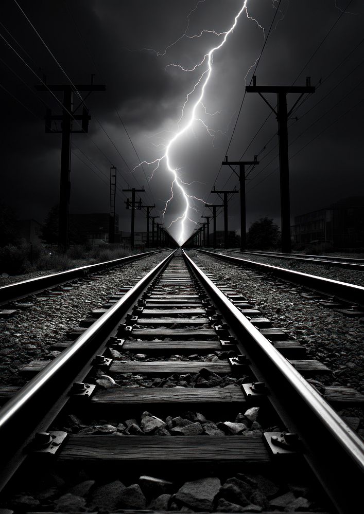 Photography of lightning outdoors railway motion.
