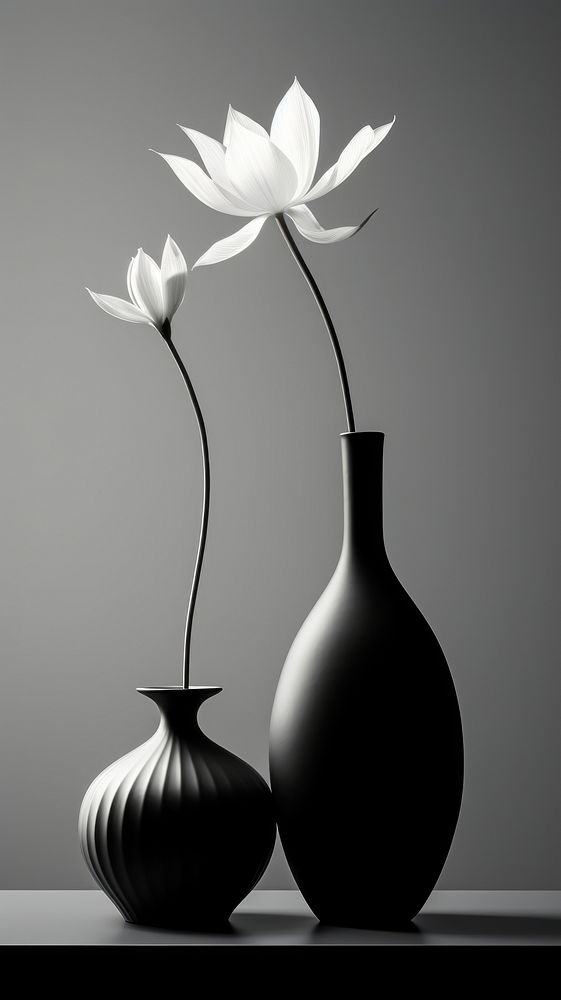 Photography of lotus vase monochrome flower white.