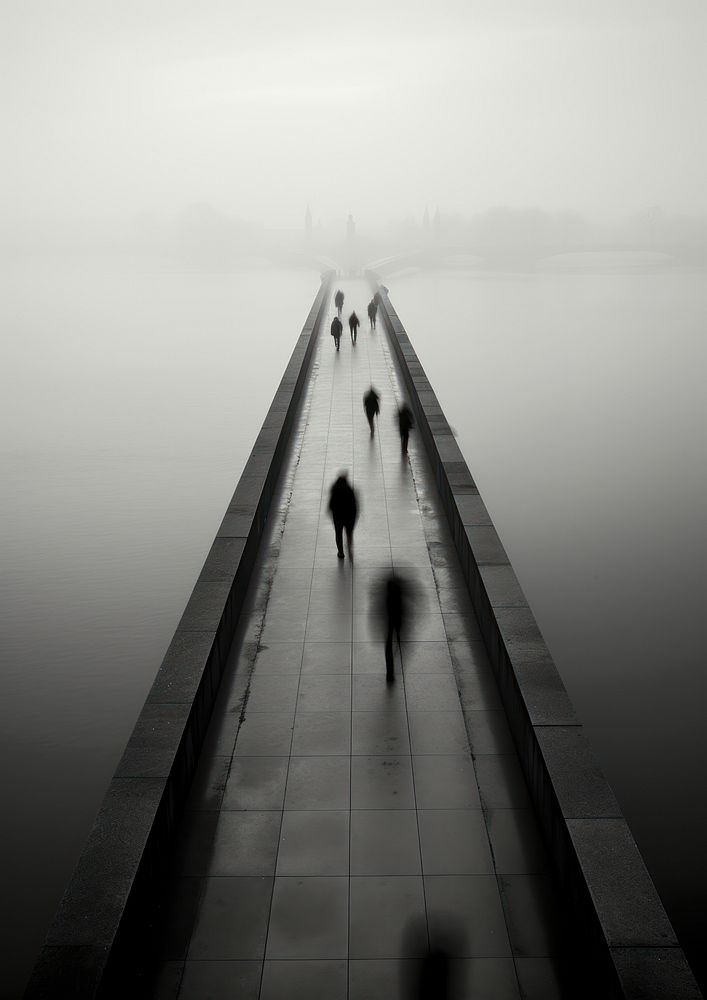 Photography of people walking outdoors black fog.