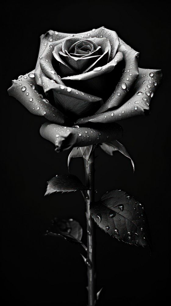 Photography of rose black monochrome flower.