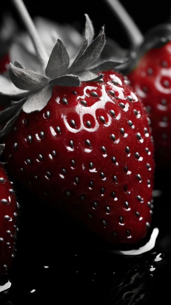 Photography of strawberry monochrome fruit black.