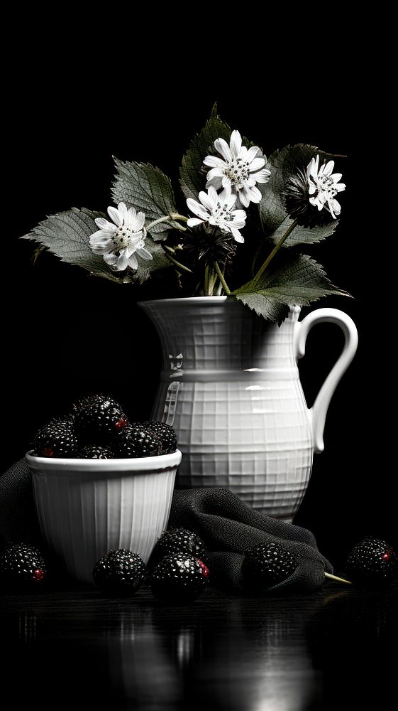 Photography of strawberries in the cup flower monochrome fruit.