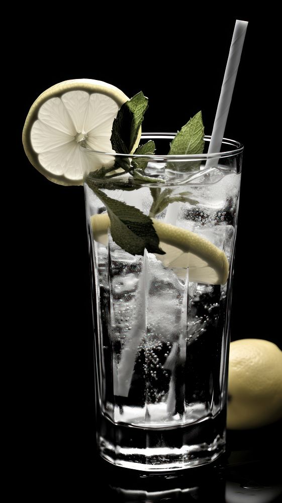 Photography of summer drinks monochrome cocktail lemonade.