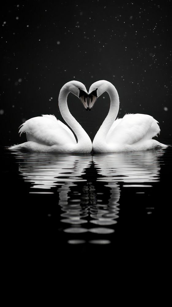 Photography of swans heart shape monochrome outdoors animal.
