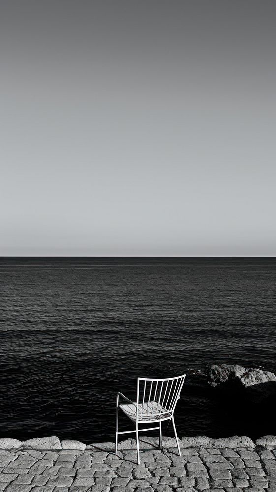 Photography of silence ocean monochrome furniture outdoors.