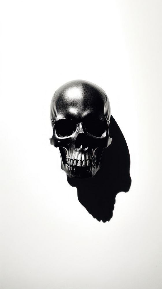 Photography of skull with shadow monochrome black darkness.