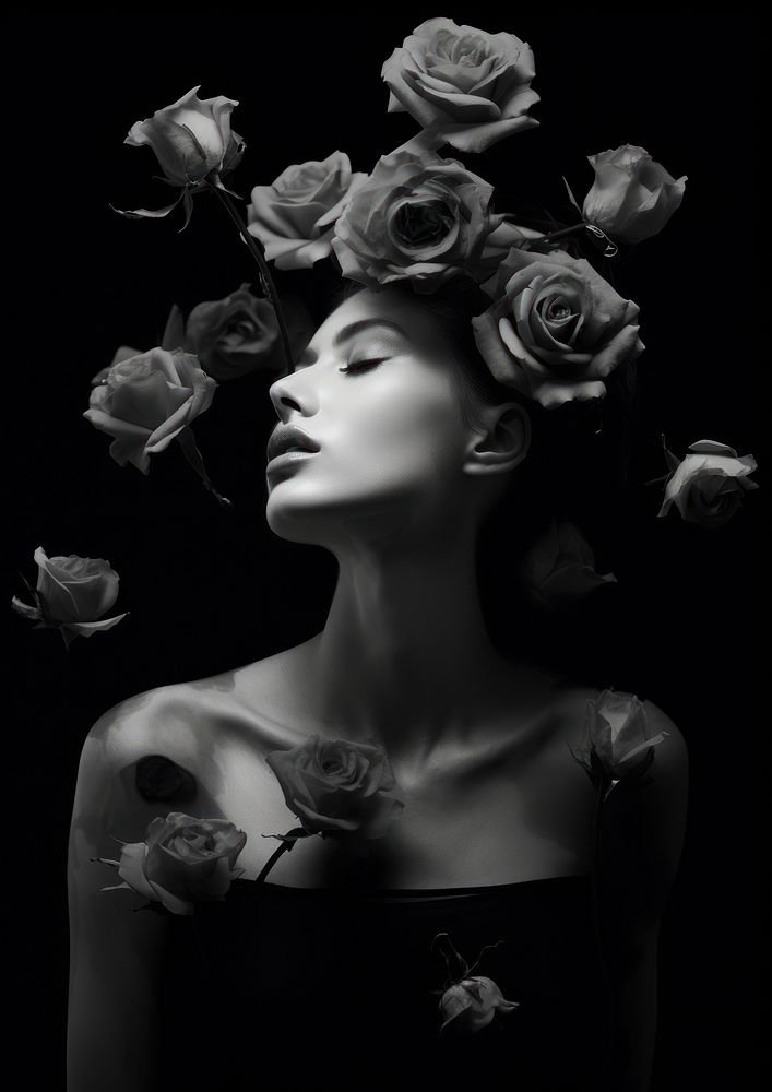 Women with blooming roses photography portrait flower.