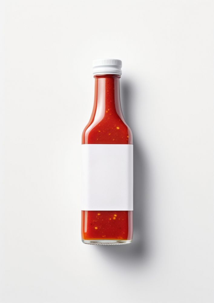 Ketchup bottle label food.