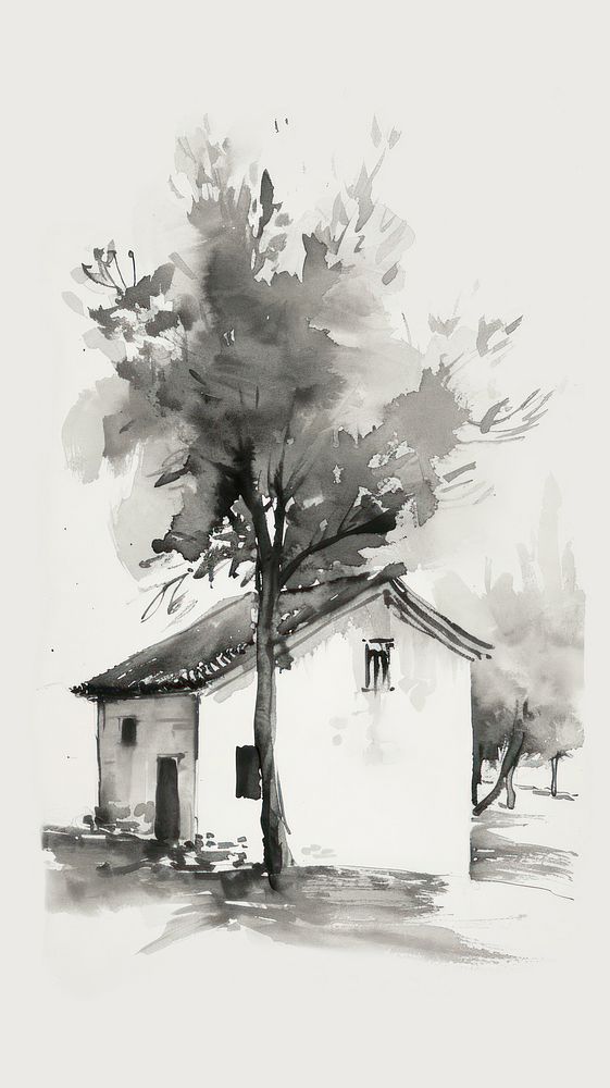 Old house outdoors painting drawing.