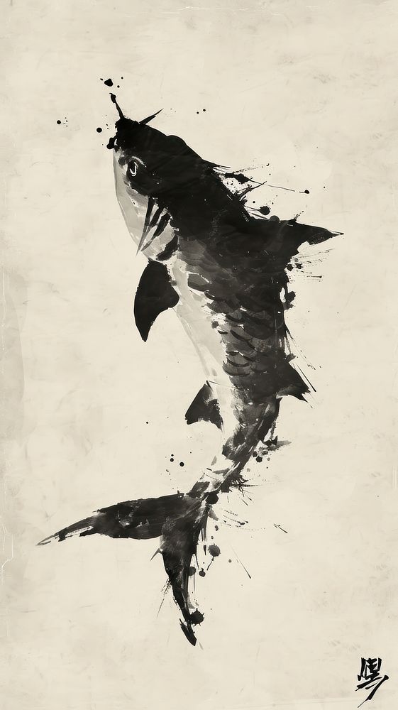 Shark paper paint art.